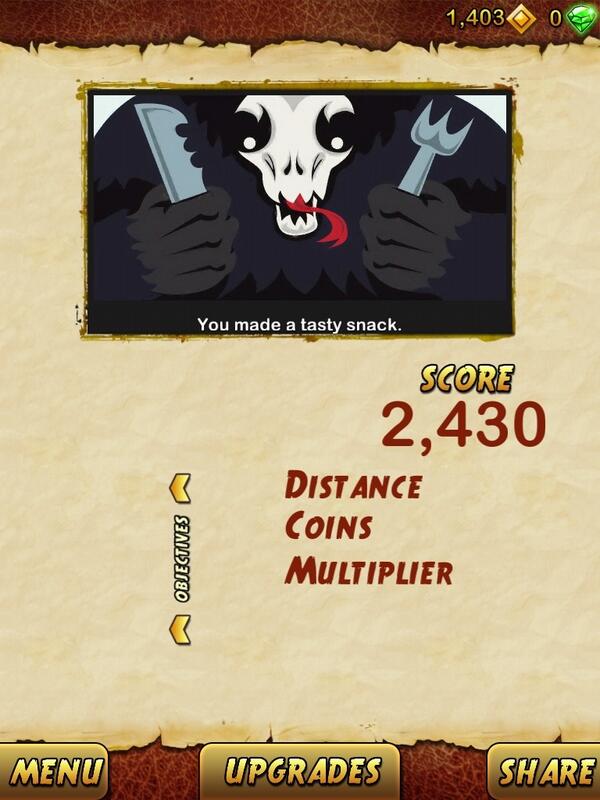 kram022's tweet photo. I got 2430 points while escaping from a Giant Demon Monkey. Beat that! http://t.co/JiS4hJOOoY http://t.co/iIxzvI1l4Y