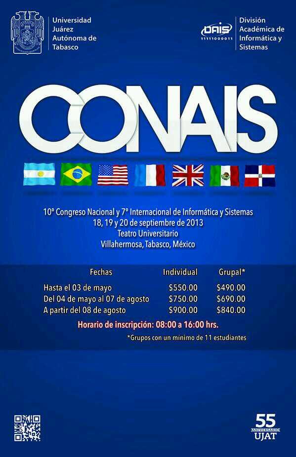 sergioGcastillo's tweet image. A los que les interese la informatica y sistemas aqui un congreso pregunten :) #ujat #conais #informatica #sistemas