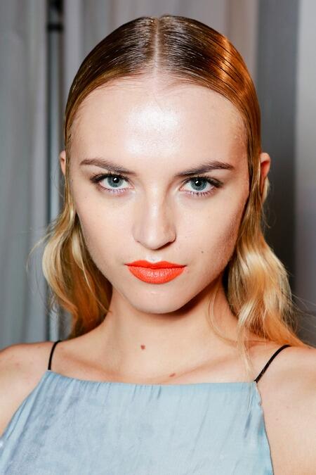 Toned down eyes and neon orange lips at <a href="/rag_bone/">rag & bone</a>. Would you rock this look? #NYFW