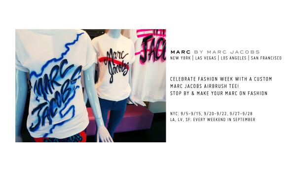 Celebrate #NYFW w/ a custom Marc Jacobs airbrush tee! Stop by the MbMJ store in NY, LV, LA or SF to #makeyourmarc!