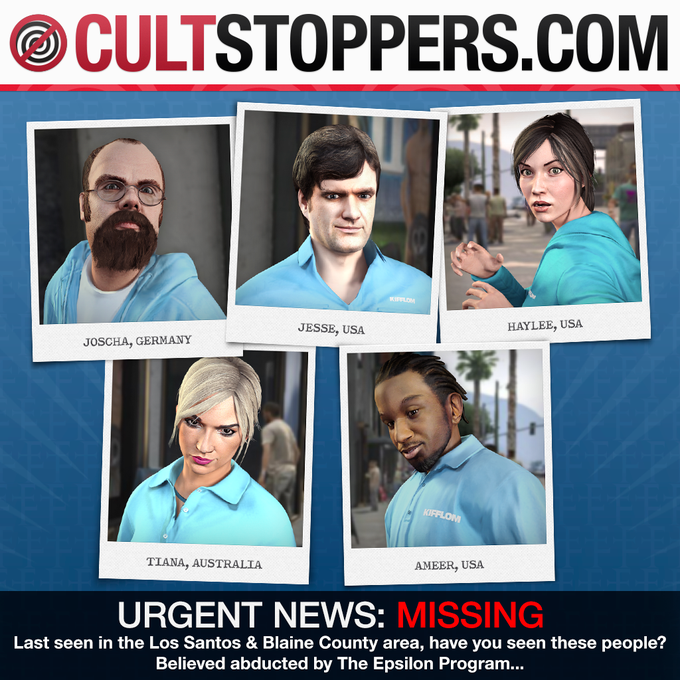 カルトを糾弾する団体が Grand Theft Auto V のロスサントスで行方不明となったepsilon Program信者の捜索を呼びかけ Doope