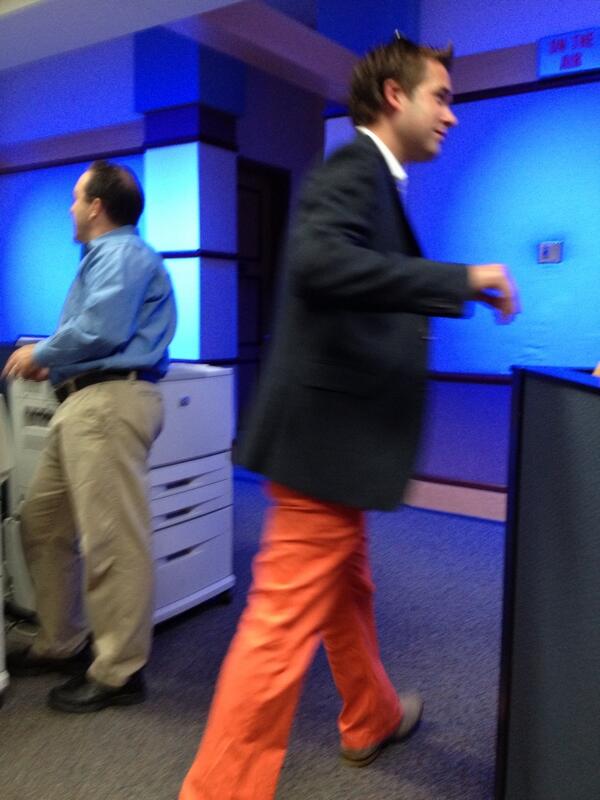 mitchellbyars's tweet image. #BlindedBytheLight RT @AdeleArakawa: What the....? @KyleClark just flashed me. Literally. #orangepants!