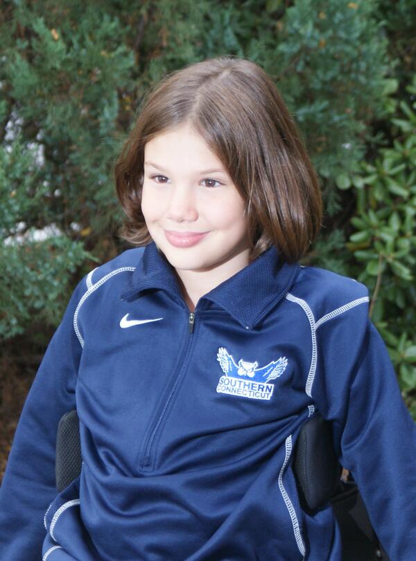 Kari, one of our newest members of the women's track team through <a href="/GoTeamIMPACT/">Team IMPACT</a>, takes a photo today <a href="/TheNortheast10/">The NE10</a>