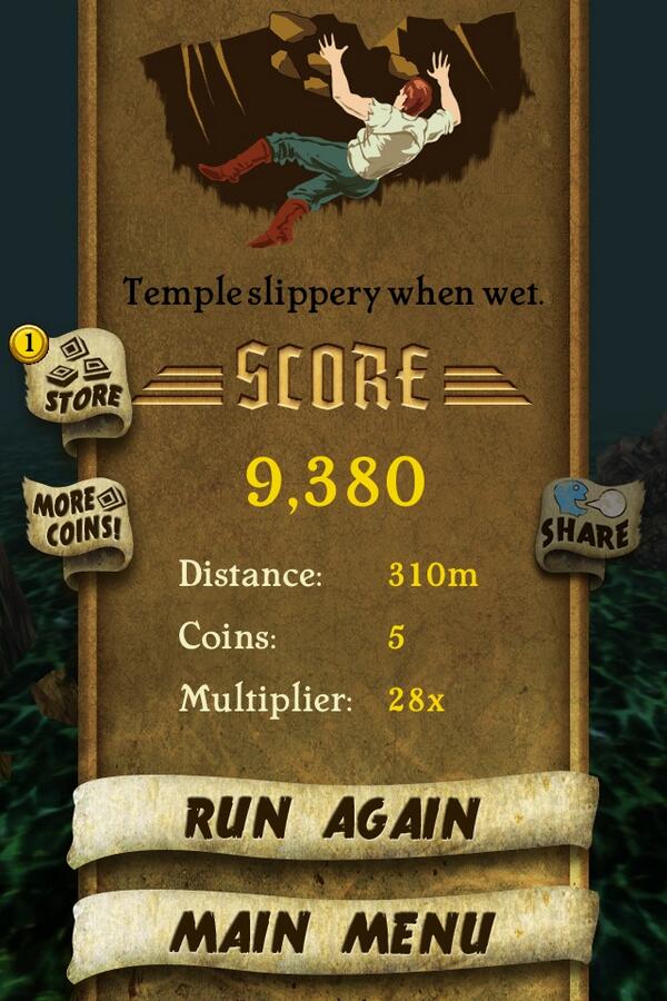 HelenaLMatheson's tweet photo. I got 9,380 points while escaping from demon monkeys. Beat that! http://t.co/LCwdqbLRGV #TempleRunm http://t.co/KhUOU9J0rc