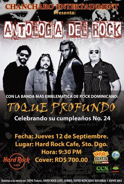EventosCaracara's tweet photo. Antologia Del Rock Presenta "#ToqueProfundo"  Lugar: Hard Rock Café  Fecha: Jue, Sep. 12, 2013 Hora: 9:30PM http://t.co/klpR4ekiMa