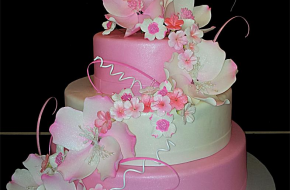 LV_CustomCakes's tweet photo. Pink sugar flowers cascade. #weddingcakes  #lv_lasvegascustomcakes http://t.co/JIyYwyMlKU