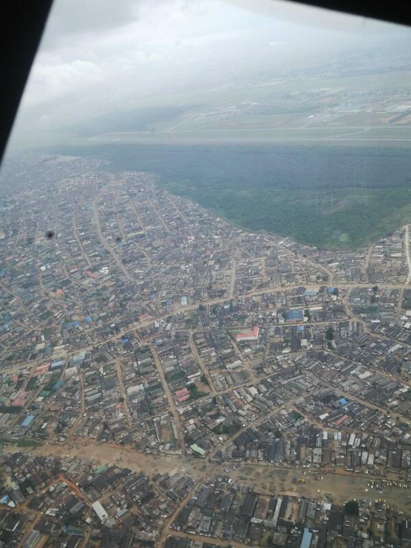 Lagos airport on departure, runway Is at top of. Picture