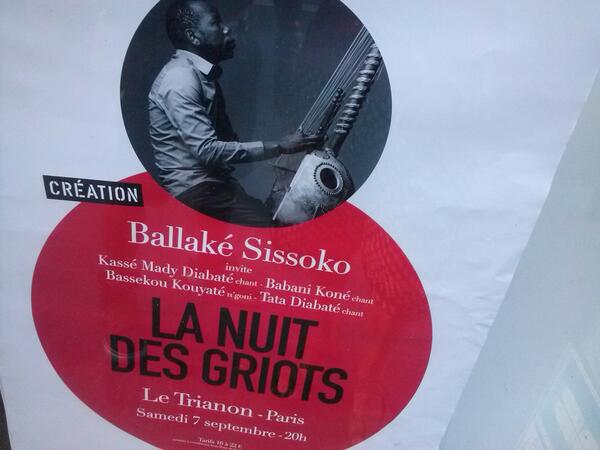AlphO879's tweet photo. Ballaké Sissoko et ses invités : La Nuits des Griots à Paris. Le Trianon demain soir. Festival d'Ile de France. http://t.co/sRxuWRoEg7