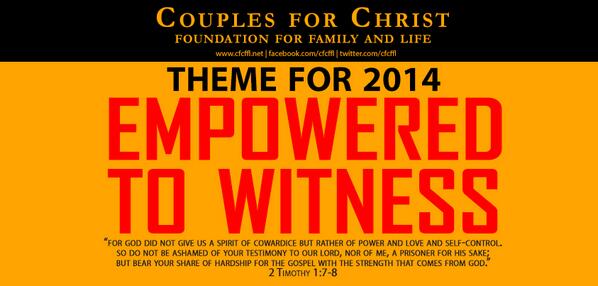 Do not be ashamed of your testimony to our Lord. #standupforfaith “@CFCFFL: THEME FOR 2014: EMPOWERED TO WITNESS! ”