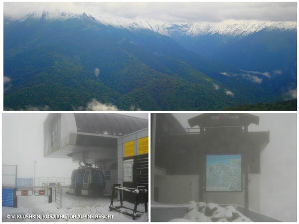 usskiteam's tweet photo. PHOTOS: First snow of the season at the @Sochi2014 alpine venues. 154 days to Opening Ceremonies. http://t.co/bP6Ev1PhHE