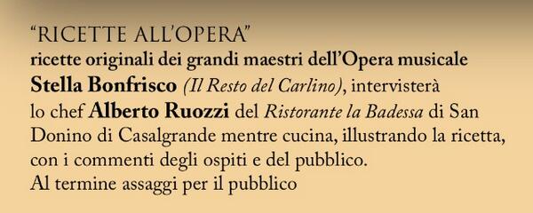 PANDERE1's tweet photo. Poi stasera ricette all'opera con lo chef Alberto Ruozzi intervistato dalla giornalista Bonfrisco @Carlino_Reggio http://t.co/ryuGFvdZ9E