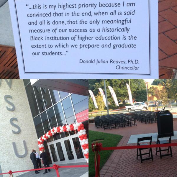 WSSU_DJRThompSC's tweet photo. Everyone getting ready for the Ribbon Cutting! 40 minutes to go! http://t.co/6EWop3fuUr