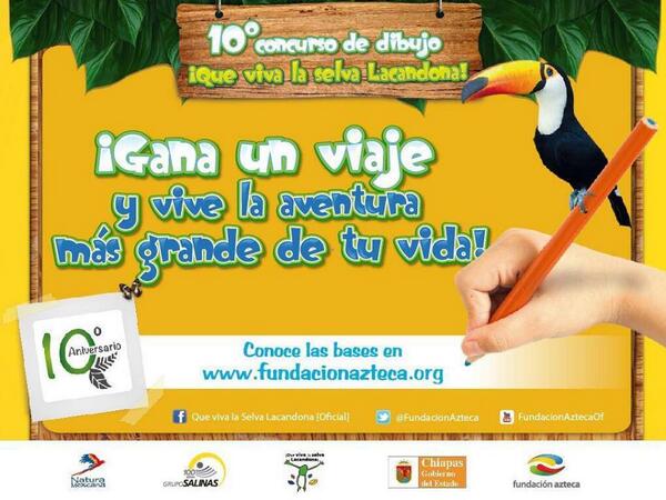 SemarnatSLP's tweet photo. Atención #SLP: Convocatoria de @FundacionAzteca para 10º concurso de dibujo ¡Que viva la selva Lacandona! ¡Participa! http://t.co/viKkqzl8g9