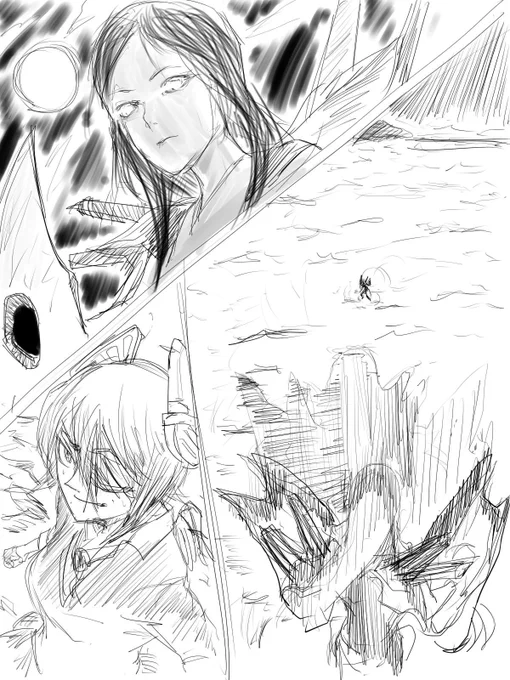 らくがき「天龍VS戦艦ル級」 