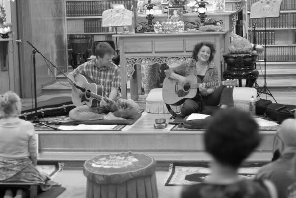 Kent Welsh and I singing at #Berkeley #Buddhist Monastery.