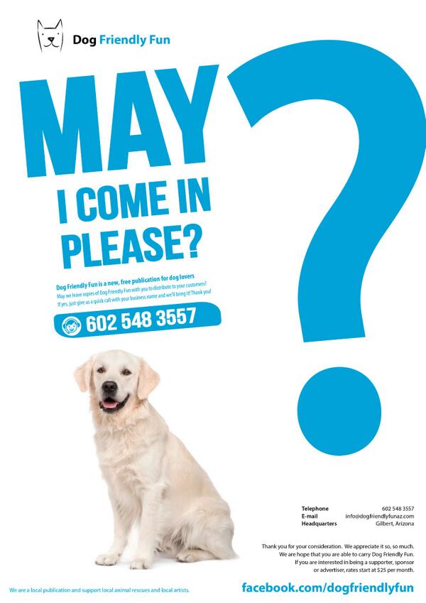 DogFriendlyFun's tweet image. Know any dog friendly businesses that might like to have our Dog Friendly Fun publication for folks? @ us Thank you!