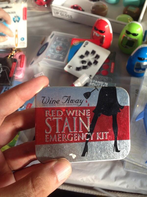 aneeshb's tweet image. Spotted a Red wine stain emergency kit at the @PropShop24 stall at #BombayLocal
