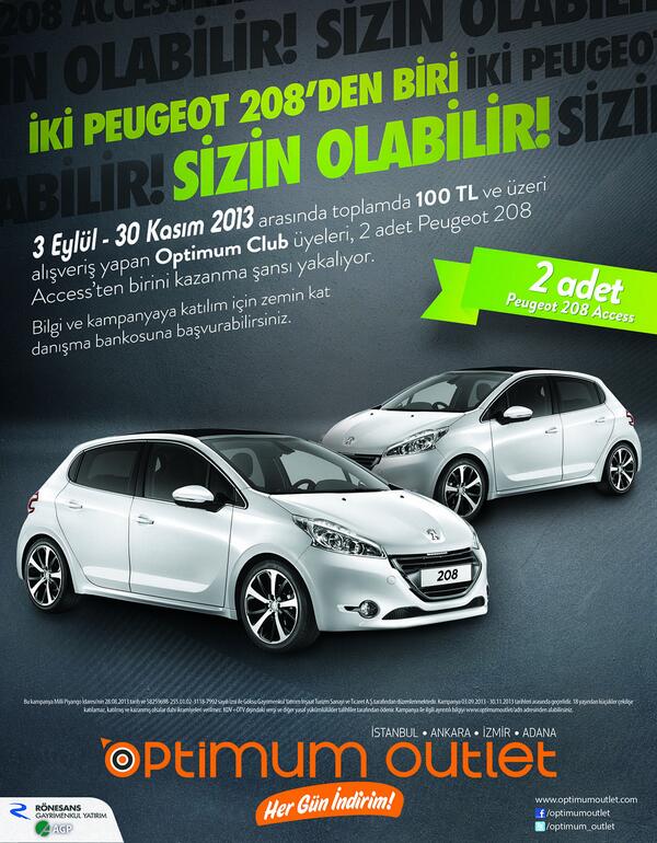 Adana Optimum’da fırsatlar hız kesmiyor, Peugeot 208 kazanma şansı Optimum Club üyeleriyle buluşuyor!