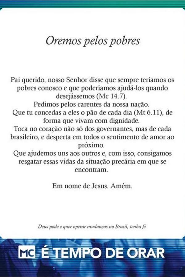 mundocristao's tweet photo. Oremos pelos pobres. #dia01 #tempode orar #ogiganteacordou #brasil http://t.co/x3JqUMXh9M