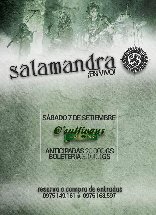 Esta noche en O'sullivans Irish Bar, Salamandra en vivo ! ( Encarnacion )