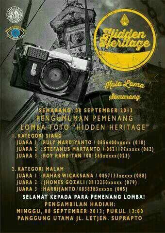 Juara lomba foto #HiddenHeritage. Selamat utk para pemenang