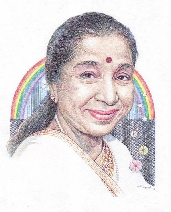 Portrait of Asha Bhosle by OMKAR on Stars Portraits