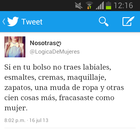 LadyManhattan6's tweet photo. He fracasado como mujer. Menos mal. Me siento orgullosa. http://t.co/jODM1xGlxt