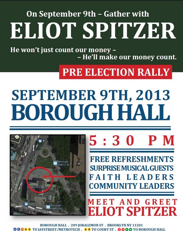 Spitzer2013's tweet photo. Please join us tomorrow night for the Pre-Election Rally at Borough Hall http://t.co/LIan5oRBmx