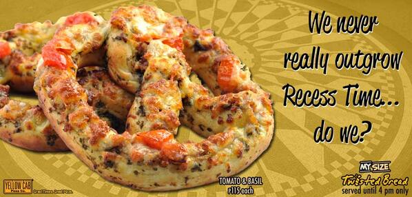 ycpizzaofficial's tweet image. Go for a #MySize #TwistedBread this Recess Time! Served until 4pm only.