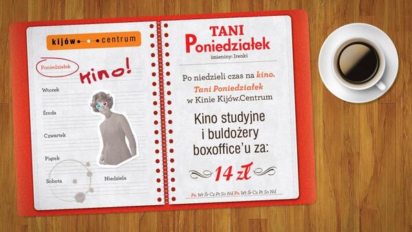 KijowCentrum's tweet photo. Po niedzieli... czas na kino! Tani Poniedziałek nastał (tylko oby pogoda nam dziś jeszcze dopisała!!!) http://t.co/HEImHKp8W9