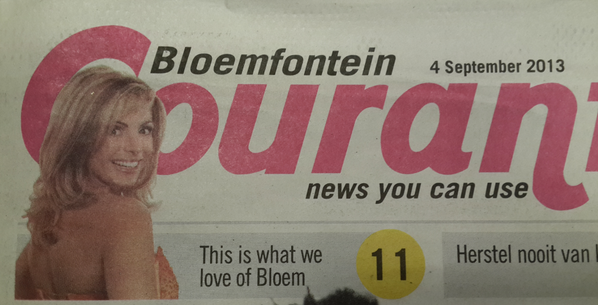 BFNweather's tweet photo. ✓ RT @AnnetteMrsSA: Thanks to #AlzaneNarrain @BfnCourant for great interview #proudlyBloem @GaryRomHair @frikkiekapp http://t.co/Hw0Imzygc4