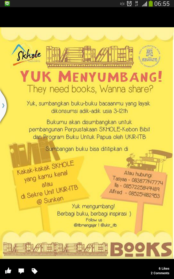 ayo-ayo dibantu-bantu , berbagi buku berbagi inspirasi cc  <a href="/ITBMengajar/">SKHOLE-ITB Mengajar</a> <a href="/KM_ITB/">Kabinet KM ITB</a> <a href="/SeniBudayaKMITB/">Seni Budaya KM ITB</a> <a href="/bukuntukpapua/">Bukuntukpapua</a>