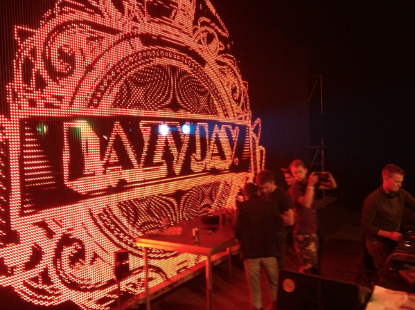 lazyjayofficial's tweet photo. “@musketon: Pretty awesome to see this blown out of proportion logo I did for @lazyjayofficial at #laundryday http://t.co/UcUpmg3qzj” BAM!!