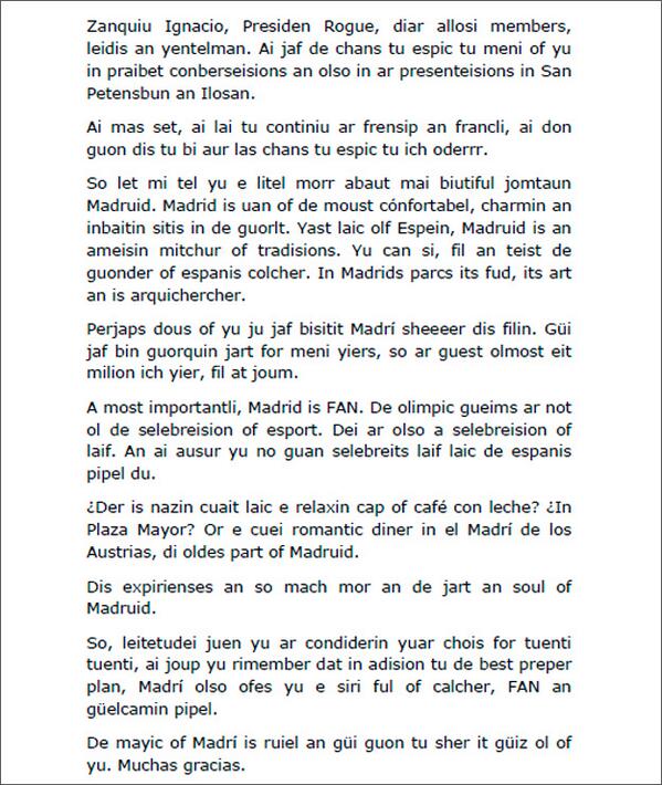 RaulGomez82's tweet photo. Filtrado el guion de Ana Botella ante el COI! http://t.co/7i2R2hbrNi