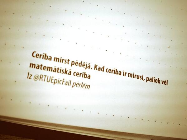 RTUEpicFail's tweet image. Kāds no mūsu spārnotiem teicieniem ir ticis arī jaunajos RTU plānotājos. Neaizmirsti par jauniem teicieniem! ;)
