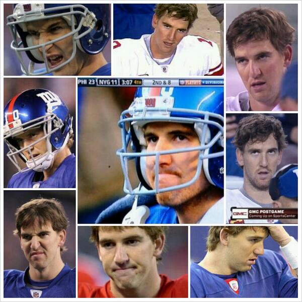 Sakeef on X: A collage of Eli Manning's struggle face, to start