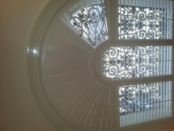 What a busy Morning installing a shutter into a arched window. Another very happy client. #Monday #shutters