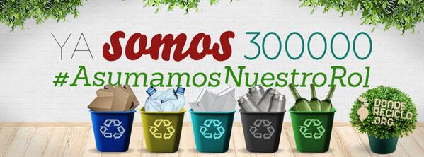 dondereciclo_LA's tweet photo. Hoy estamos de festejo: somos 300mil Fans en Facebook! Gracias!!! Ahora #AsumamosNuestroRol http://t.co/DnQhRIKI5M http://t.co/ffBJZpLvt3