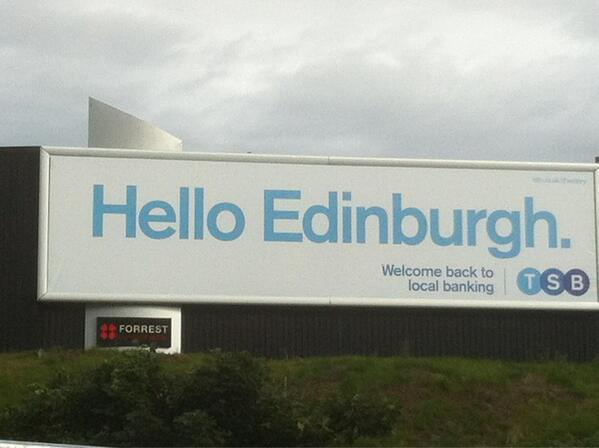 BrydonCraig's tweet photo. Hello Edinburgh & Welcome to Local Banking #helloTSB http://t.co/QtOwDJkBw2