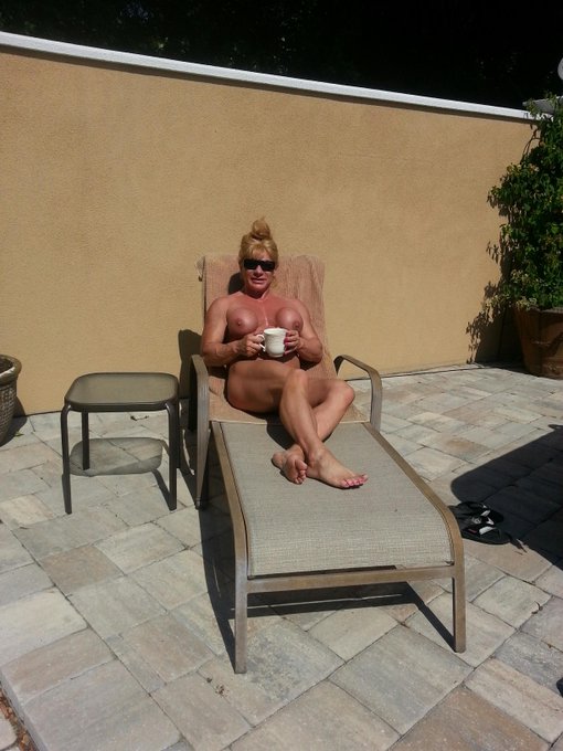 Good morning peeps... coffee on patio..#nude #boobs #blonde #bigtits #femalemuscle see u soon http://t<a href="/tag/nude"class="tags">#nude</a><a href="/tag/boobs"class="tags">#boobs</a><a href="/tag/blonde"class="tags"><span>#blonde</span></a><a href="/tag/bigtits"class="tags"><span>#bigtits</span></a><a href="/tag/femalemuscle"class="tags"><span>#femalemuscle</span></a>
