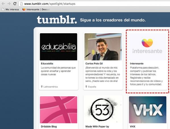 interesante's tweet image. Una gran semana para #interesante, junto con #ManosAccelerator, #Latinageeks y #Tumblr.