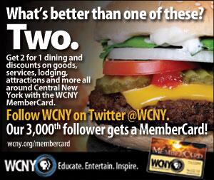 WCNYPBS's tweet photo. Our 3,000th follower gets a WCNY @membercard! Save on dining, lodging and attractions. http://t.co/6s44JJwgMm http://t.co/urJsCnNUju