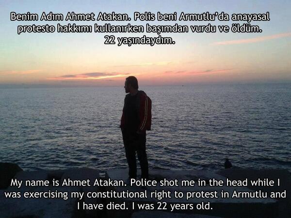 DirenGeziParki's tweet image. Benim Adım #AhmetAtakan 
Polis beni  #Armutlu'da anayasal hakkımı kullanırken başımdan vurdu ve öldüm. 22 yaşındaydım