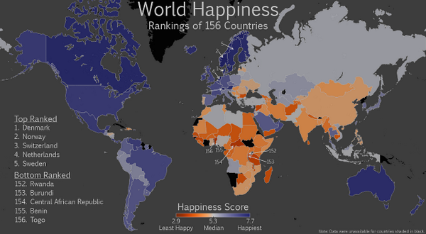 Cmdr_Hadfield's tweet photo. Good morning! Perspective - where are we most happy? Interesting info gathered by the UN (map by vizual-statistix) http://t.co/SAhiyC0F4Y