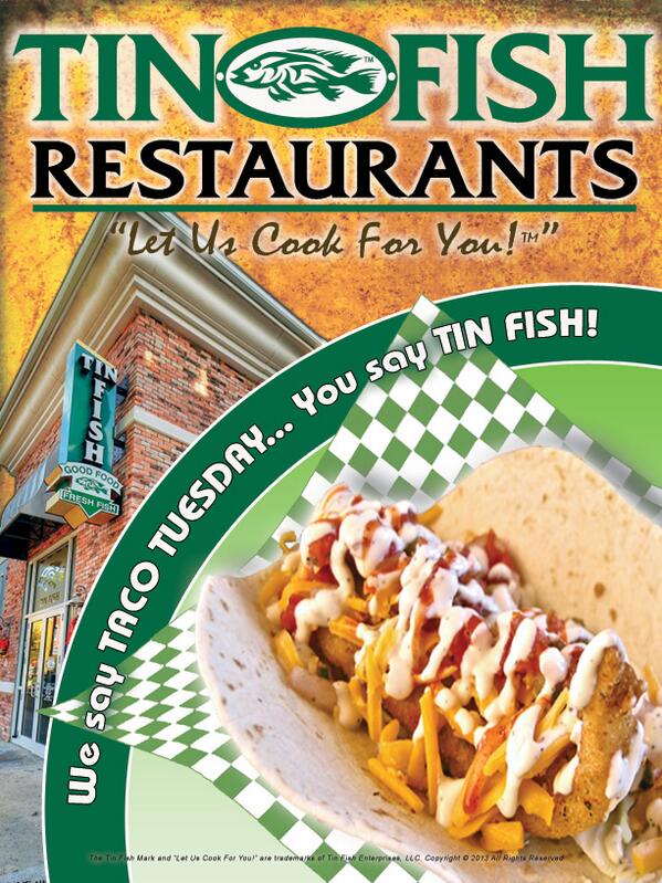 TinFishWorld's tweet image. Guess what day it is!!? It's #TACOTUESDAY ! Get to #TinFishRestaurants and grab your Cod Fish Tacos today!