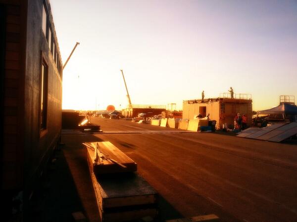 SureHouseSD's tweet photo. We can't believe that it's almost dusk of day 2 of construction. Great progress, all! @Solar_Decathlon #sd2013 http://t.co/4leOh4CooX