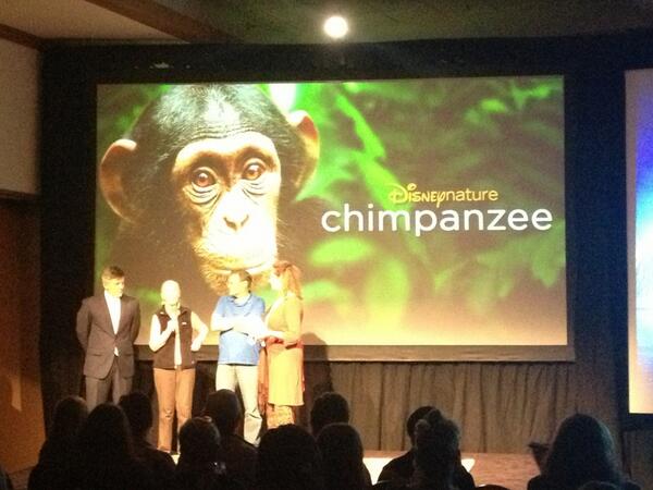 Jane Goodall and the Disneynature team introducing the film "Chimpanzee" @JHwildlifefilm <a href="/Jane_Goodall/">Jane Goodall</a> #greatapes