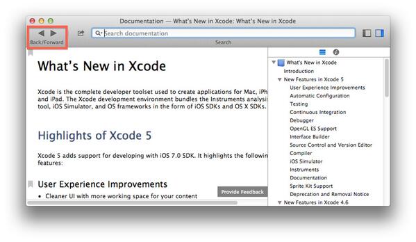 XCool's tweet image. Back/Forward #Xcode5