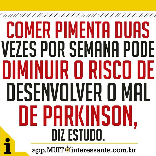 Comer pimenta duas vezes por semana  pode diminuir o risco de desenvolver... Veja mais em: app.MUITOinteressante.com.br