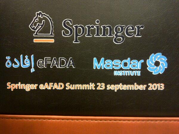 <a href="/eFADAUAE/">eFADA إفادة</a> and Springer hosted today at <a href="/MasdarInst/">Masdar Institute</a> to talk about Best Practices in Library Consortium.